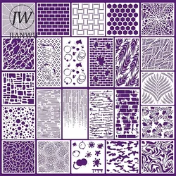 JIANWU 24 Pcs/set Vintage Hollow Texture Theme Material Painting Template Stamp Creative DIY Student Supplies Stationery