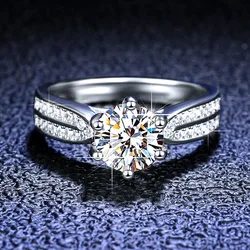 18k White Gold Original PT950 Platinum Ring Sparkling D Color 0.5-3 Carat Moissanite Lab Diamond Rings Wedding Jewelry for Women