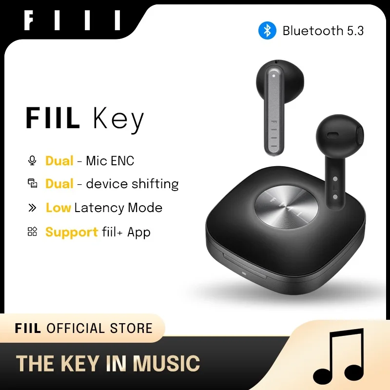 Global Version FIIL Key Wireless Bluetooth 5.3 Earbuds TWS Dual-Mic ENC Headphones Support App Dual-Device Shifting