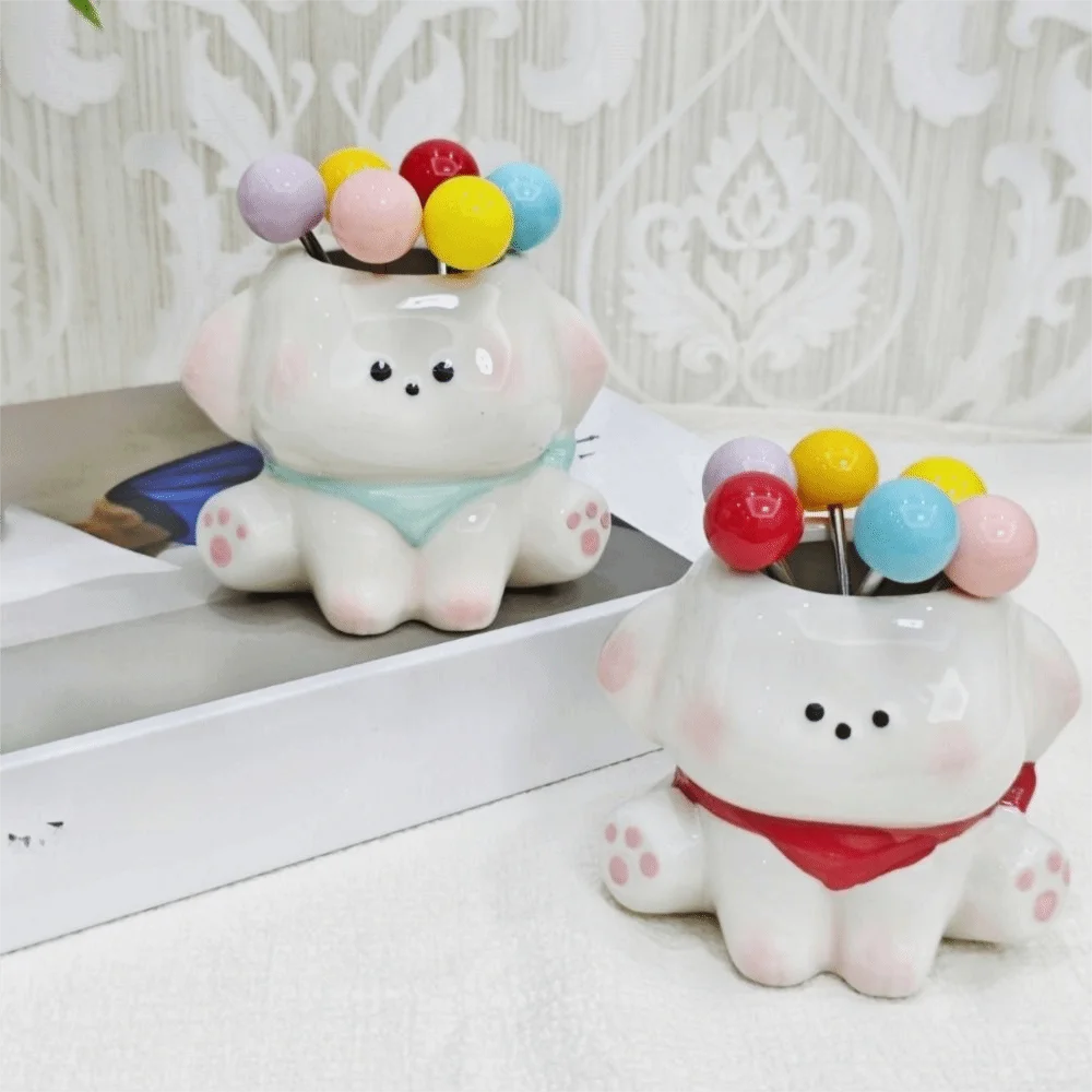 

Столовая посуда из нержавеющей стали, набор вилок для фруктов для собак, банка для хранения, креативная фруктовая палочка для щенков, милые выбор еды, торт