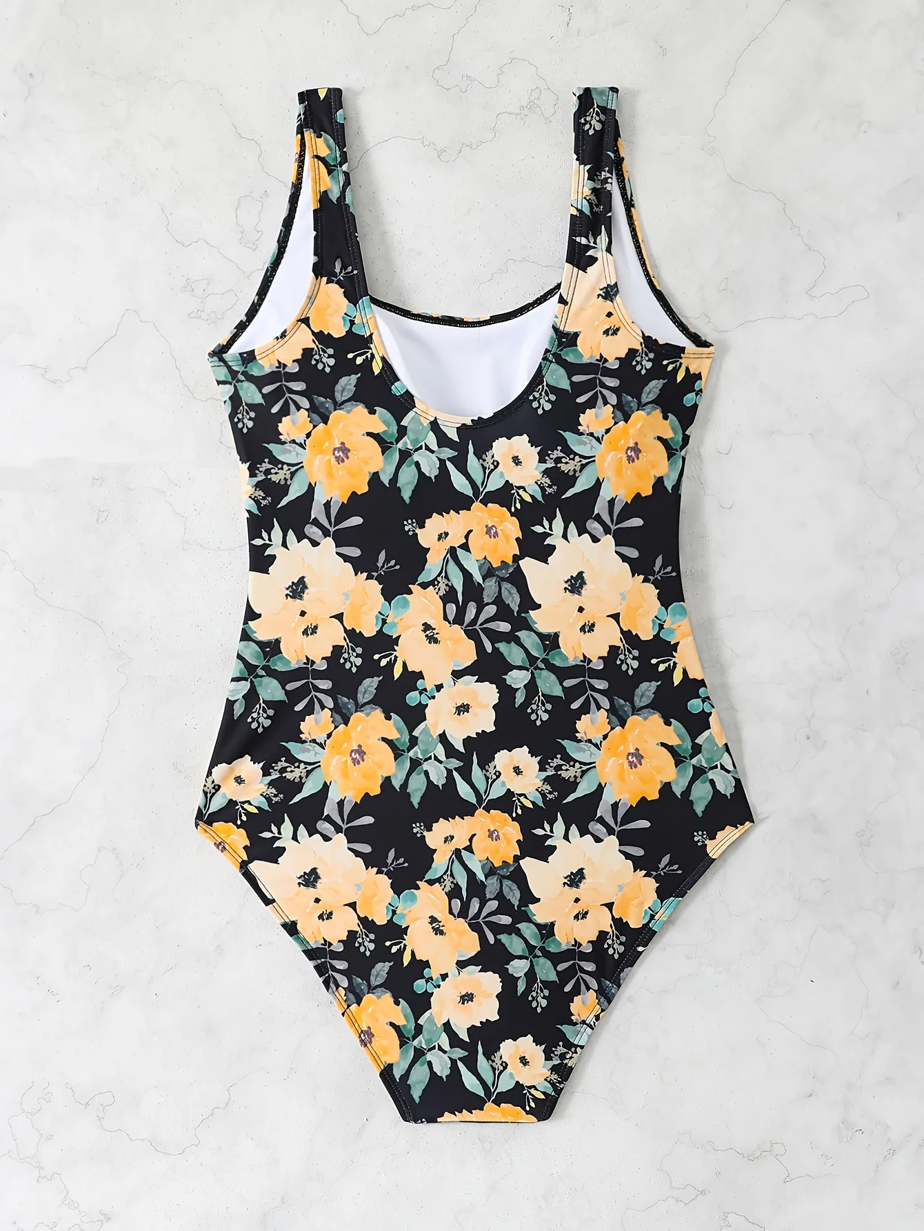 Traje de baño elegante de una pieza con estampado floral para mujer: diseño de cintura adelgazante, detalle sin espalda, perfecto para piscina y ropa de playa