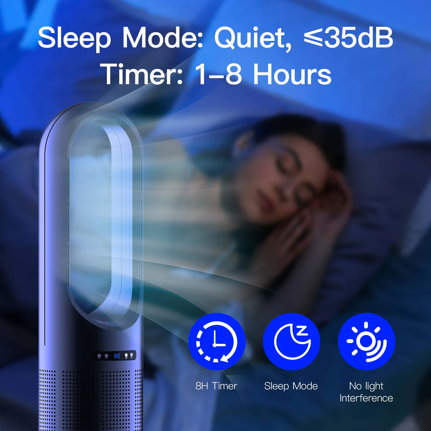 مروحة أرضية Faryuan UML-046 لتنقية الهواء المحمولة والتدفئة بدون شفرات مع فلتر Hepa لـ