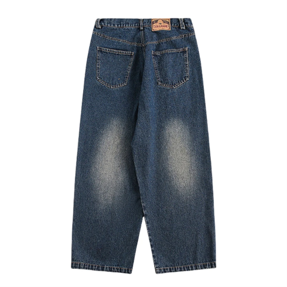 Vintage Baggy Jeans Men Y2k Ripped Hole Patch Jeans Pants Streetwear Harajuku Washed Color Graffiti Denim Trousers Mens Clothing