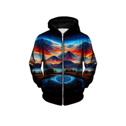 Psychedelic 3D Printed Zipper Hoodies Men Women Fashion Casual Hooded Oversized Hoodie Sweatshirts Tracksuits Coat Man Clothing