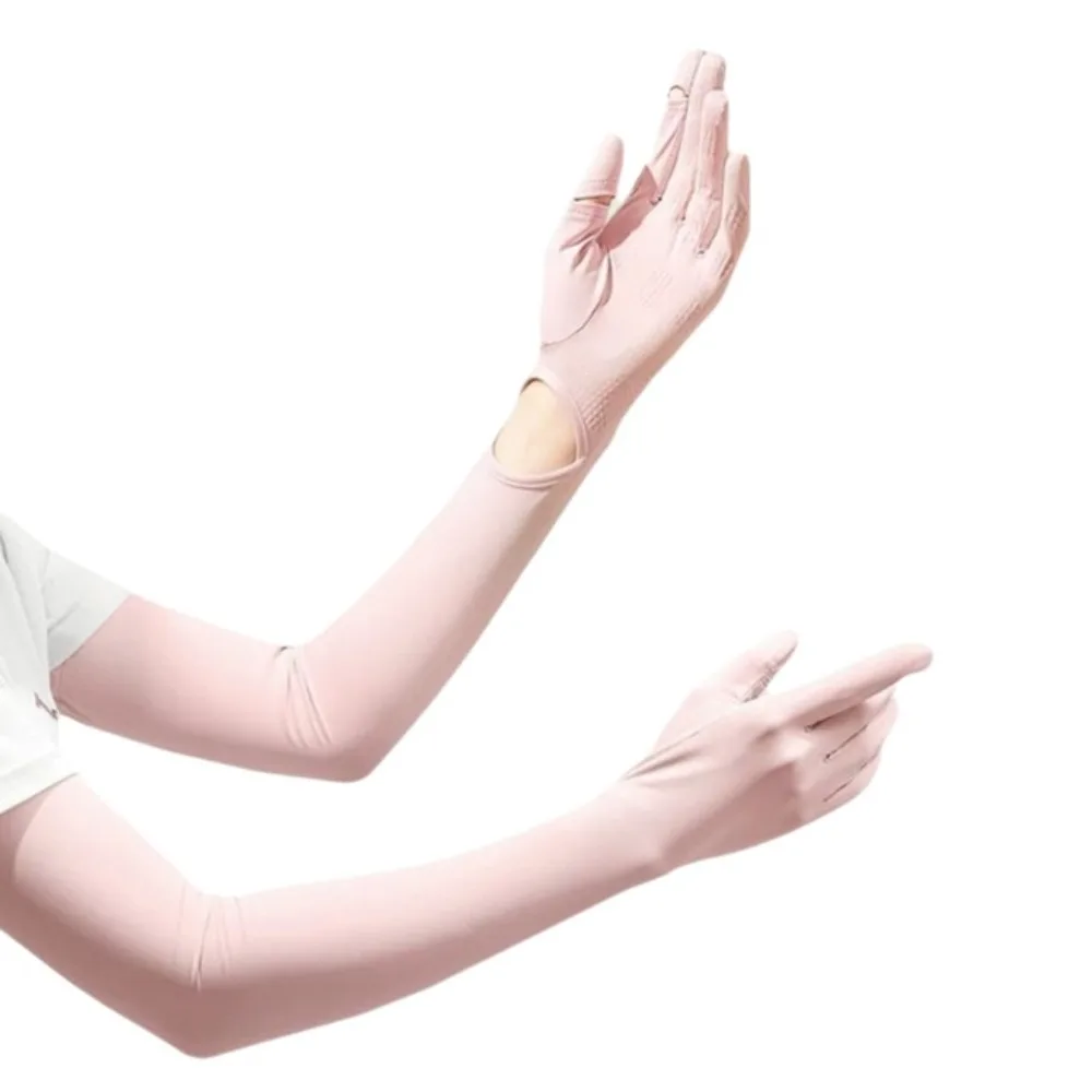 

Fashion Solid Color Long Sleeve Sun Protection Non-slip Sunscreen Sleeve Gloves Breathable Quick-drying Summer Arm Cover Cycling