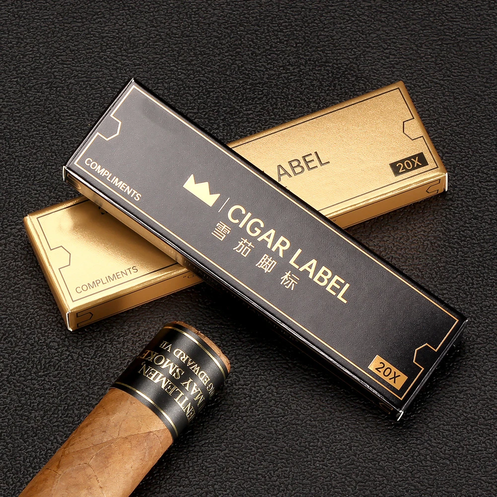105mm Black Gold Cigar Explosion Proof Foot Tag Label Repairing Fixed Crack Prevention Smoking Accessories