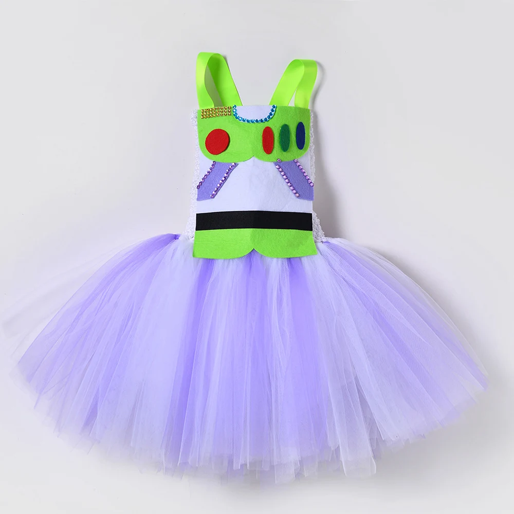 Toy Buzz Lightyear Costume for Girls Christmas Halloween Lined Tutu Dress fo Kids Birthday Outfit New Years Cartoon Toys Clothes