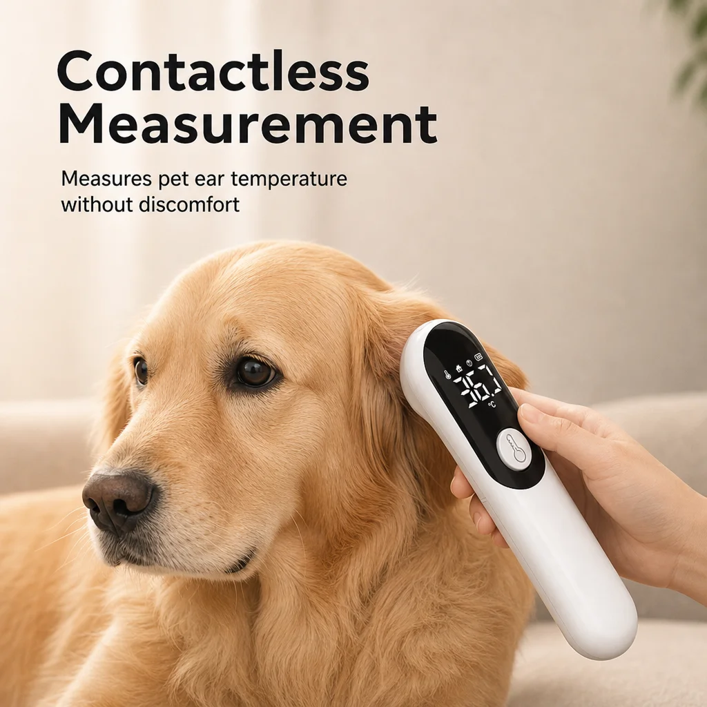 JUSTLANG Rechargeable Pet Thermometer Infrared Electronic LED Display Fast ℃/℉ Dog&Cat Veterinary Temperature Fever for Animal view 4