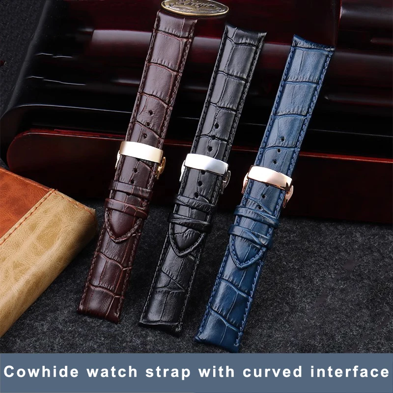 Cowhide watch strap for Piaget Jaeger-Lecoultre Vacheron Constantin 20mm 21mm 22mm Arc interface black brown blue men watchband