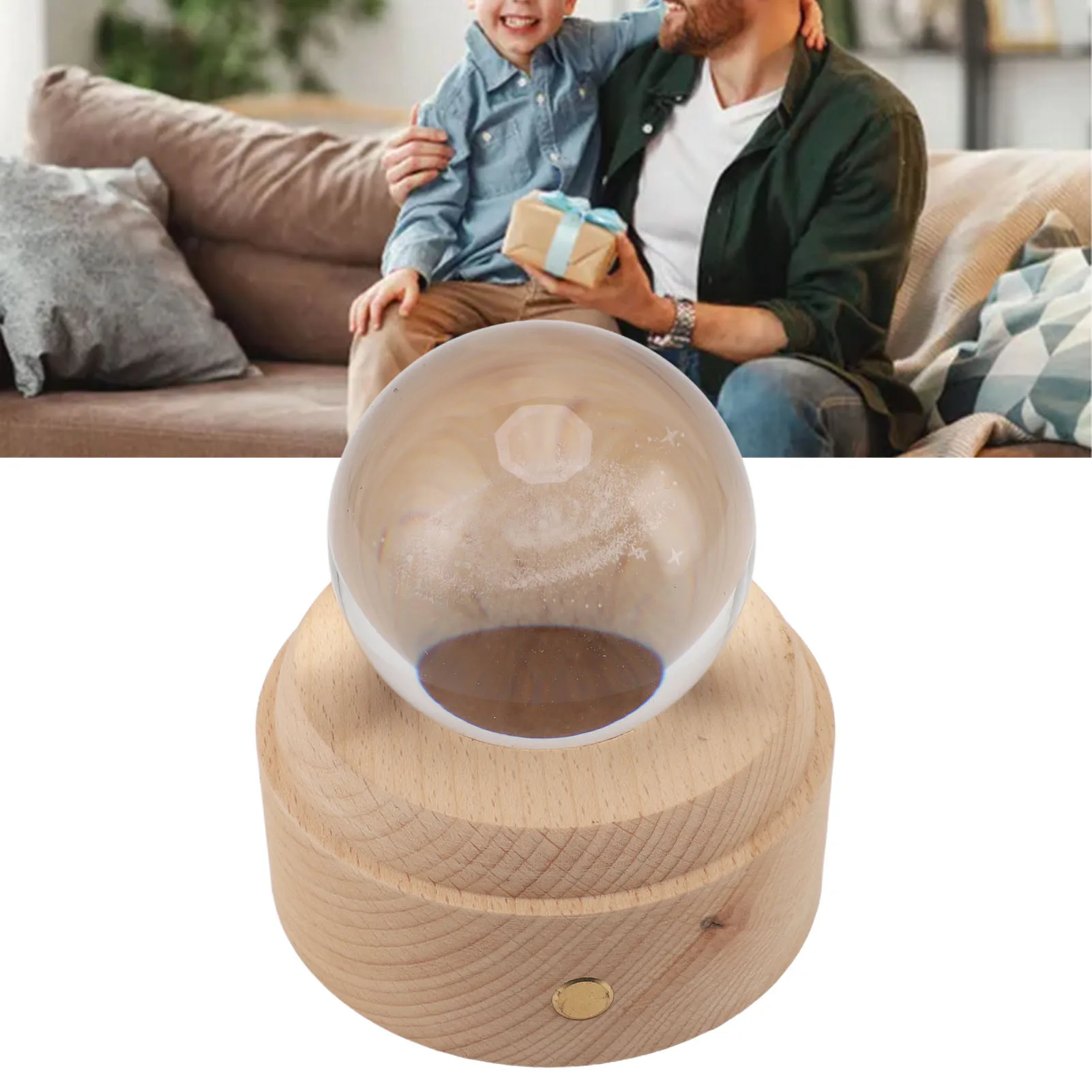 ZK30 3D Crystal Ball Night Light with LED Wooden Light Base for Bedroom Decoration Birthday Gift Teenage Boys Girls