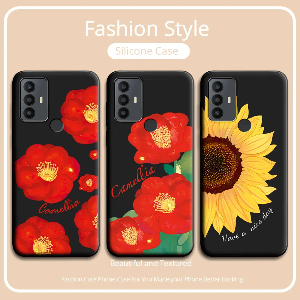 For TCL 305 306 305i 5164D Case Soft Silicone Phone Cases For TCL 305i TCL 5164D Sunflower Flower Love Cover Fundas TCL305 Coque