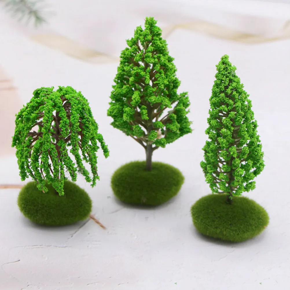 

3Pcs Miniature Street Trees Exquisite Green Scenery Landscape Decor Lightweight Artificial Trees for Mini Garden and Diorama