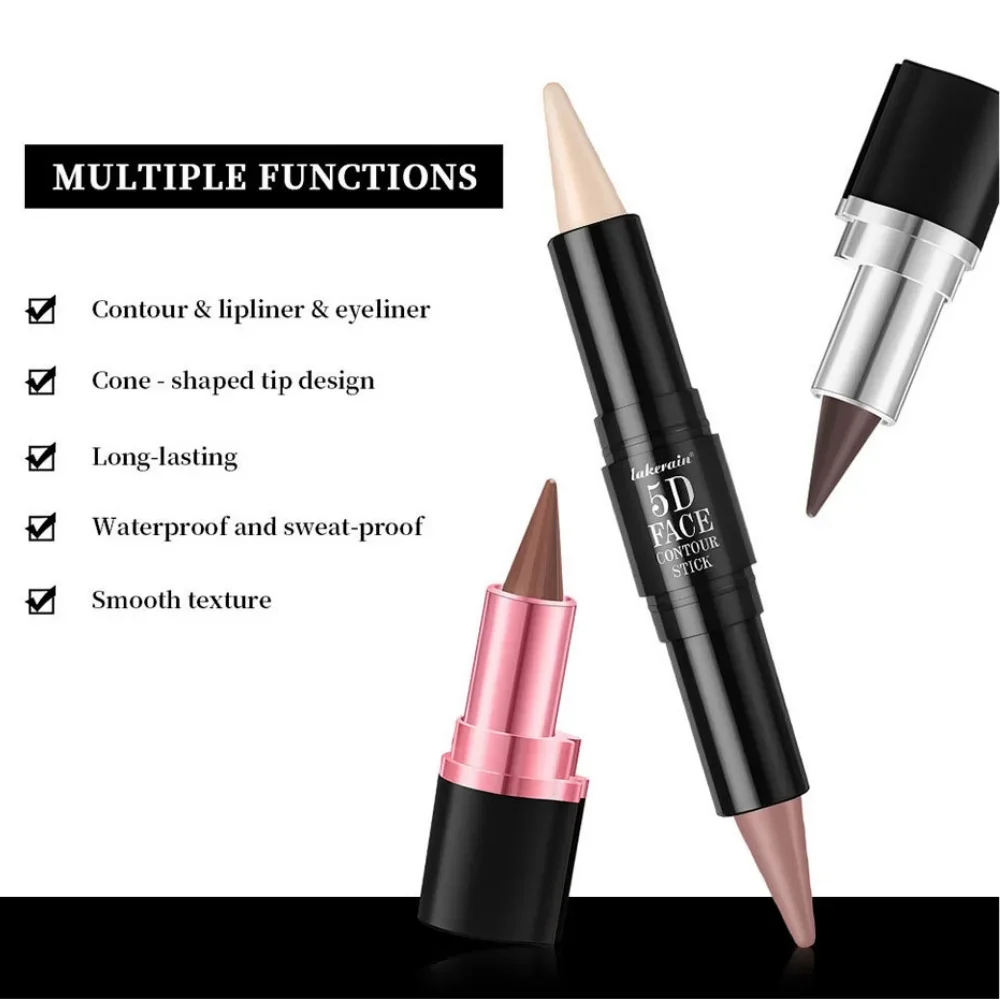 Lakerain Multiple Functions 5d Perfect Makeup Set Matte Velvet Contour & Lip Liner & Eyeliner Long Lasting Waterproof Sweatproof