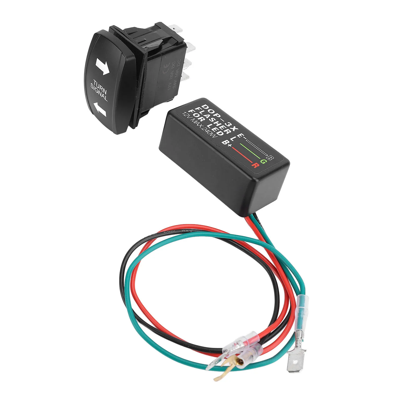 DC12-24V Turn Signal Rocker Switch with Flasher Green LED for ATV UTV RV Vehicle Off Road Pickup Tractor Boat Motorcycle