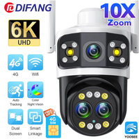 6K UHD 8MP Outdoor IP Camera 4G PTZ Three Lens 10X Zoom AI Human Detection Dual Screens WiFi Camera CCTV Security System Yoosee