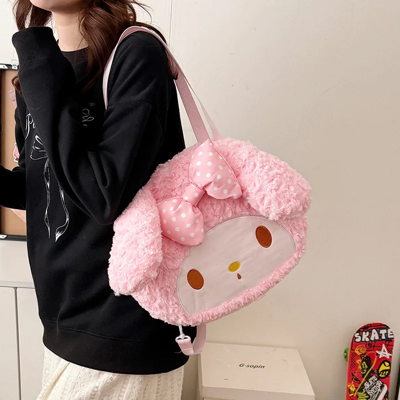 

Плюшевый рюкзак My Melody для женщин, милая сумка через плечо с героями мультфильмов, модная сумка через плечо большой вместимости, универсальная сумка через плечо