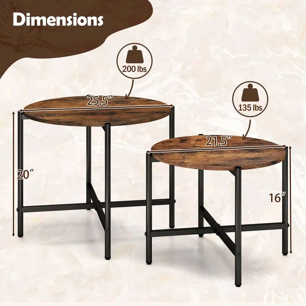 

Round Coffee Table Set Of 2 21.5 25.5 Nesting Coffee Tables Circle End Table