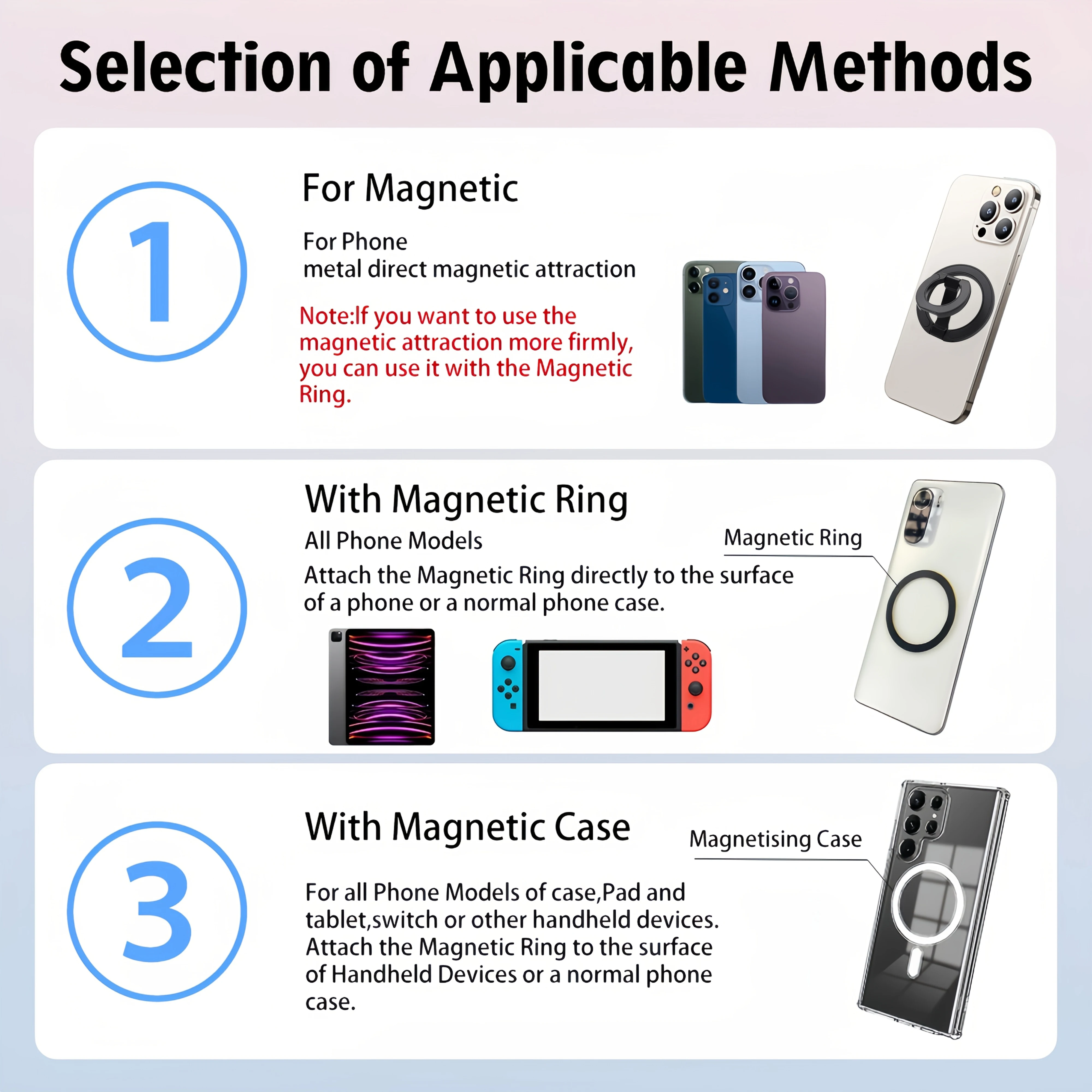 For MagSafe Double Sided Magnetic Phone Ring Holder Portable Folding Cellphones Stand Phone Accessories Support Bracket Grip Tok view 6