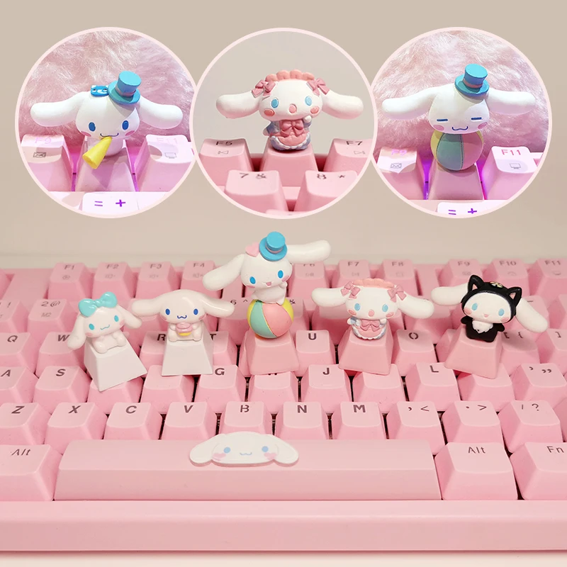 سانريو أنيمي سينامورول الوردي فتاة شخصية Keycap لطيف لوحة المفاتيح الميكانيكية Diy بها بنفسك الديكور Esc مفتاح الديكور هدية الكريسماس