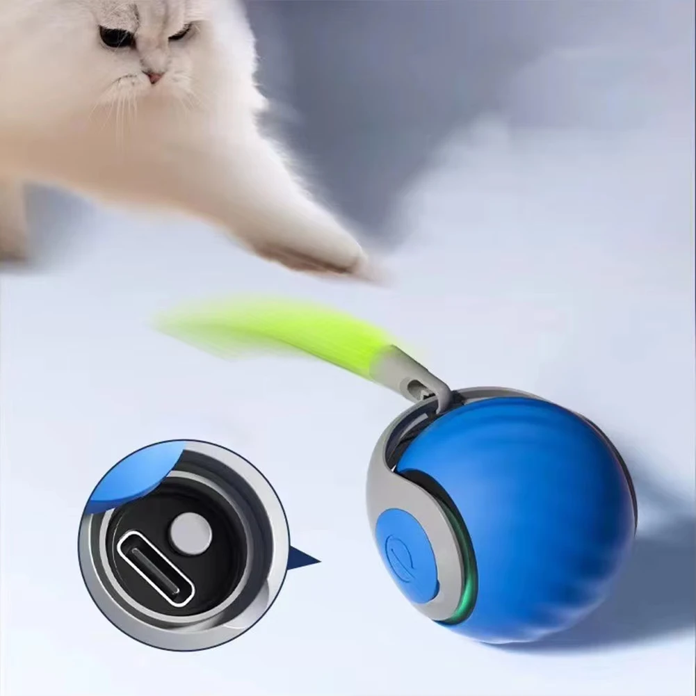 

Automatic Moving Cat Toys Ball Smart Cat Toys USB Rechargeable Smart Pet Cat Toys Ball Speedy Tail Cat Dog Toys Cat Interactive