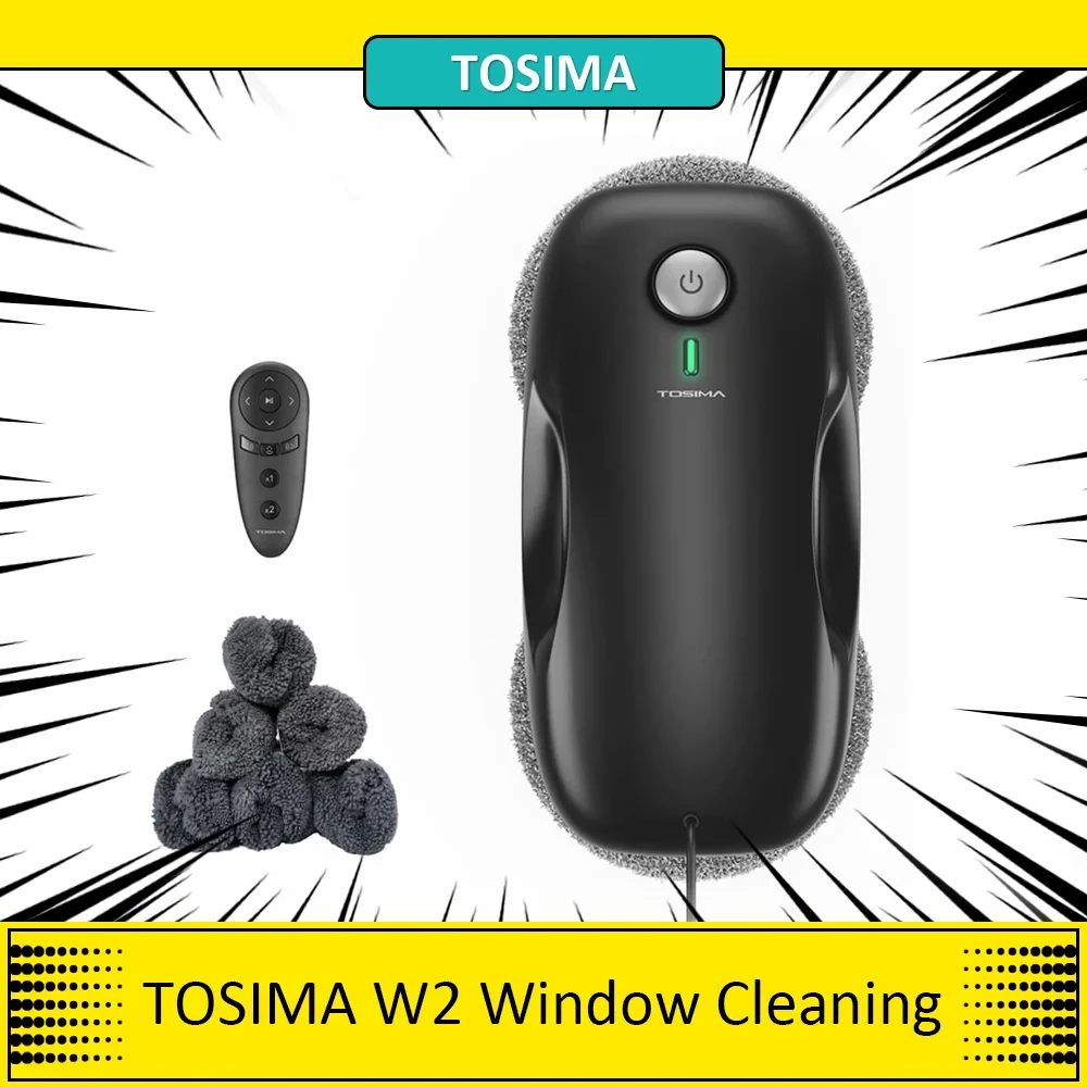 TOSIMA W2 Window Cleaning Robot, 90 W 650 mAh Max 3800Pa Suction, Intelligent Path Planning,Remote ControlSmart Path Planning