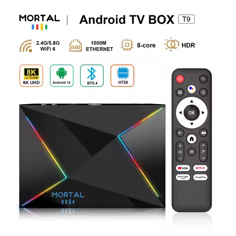 Android14.0 TV Box Mortal T9 Allwinner H728 VOICE High Definition Dual 2.4G/5G WIFI 8K Multi Language Media Player Set Top Box
