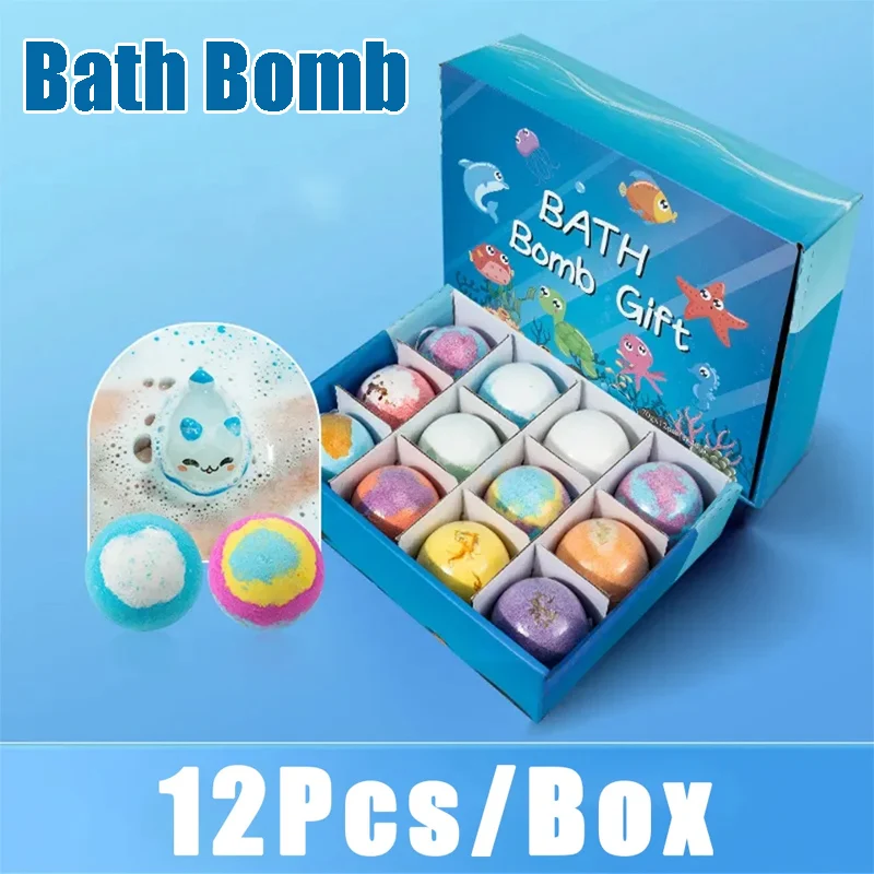 Children’s 12-Piece Bath Salts Gift Set with Hidden Toys Organic Safe Ocean Bubble Bath Perfect for Sensory Play Bathtime Fun