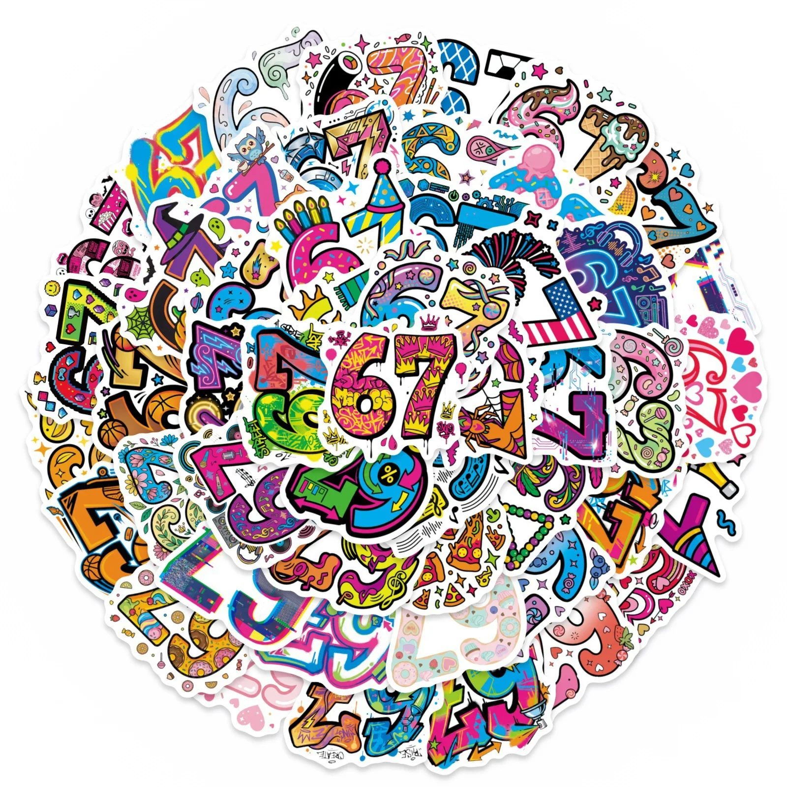 10/50PCS Funny 67 Six Seven Graffiti Stickers 67 Exquisite Fashion DIY Toys Secret for Scrapbook Travel Bag Aesthetic Decals