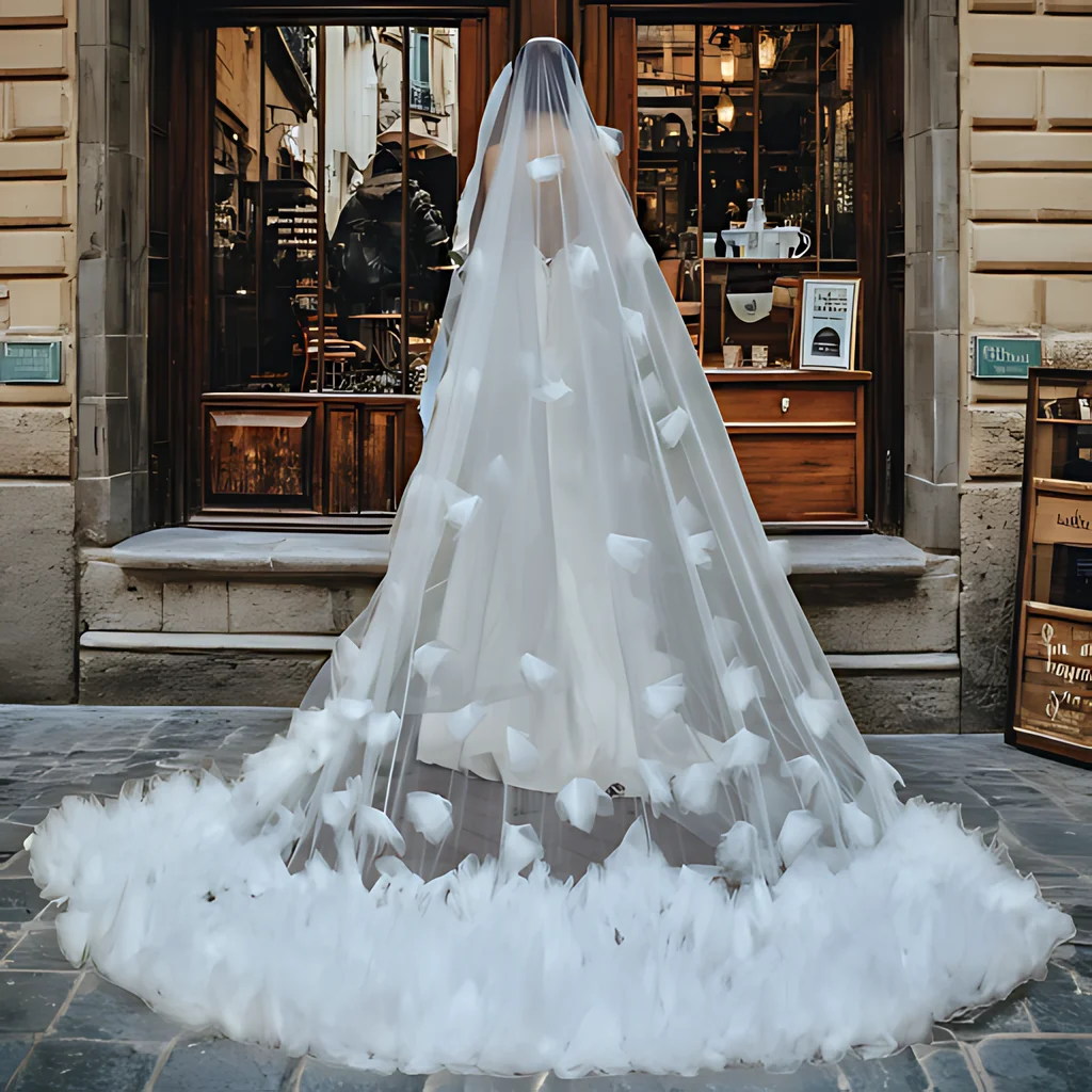 Velo de novia de 2 niveles, accesorio romántico de lujo, estilo catedral, ilusión nupcial suave con peine, 5M de largo, V126