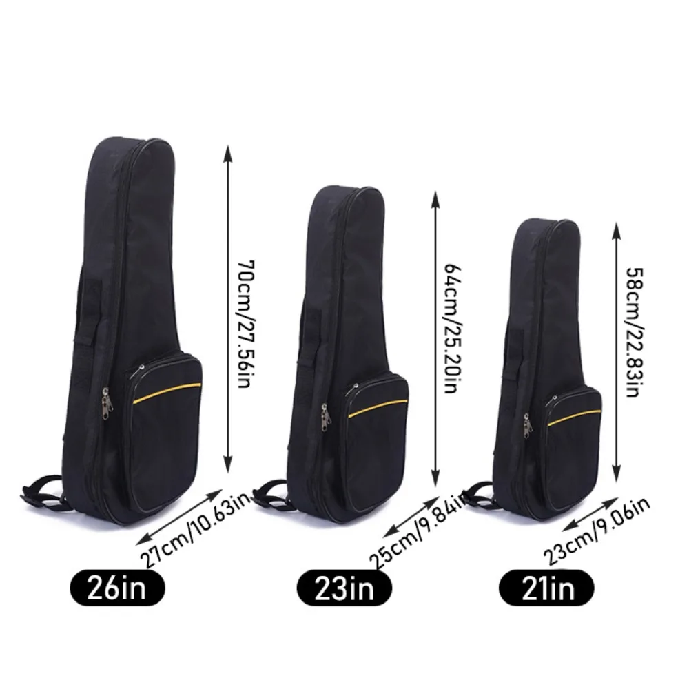 21/23/26 Inch Ukulele Backpack Double Shoulder Straps Sponge Padded Mini Guitar Bag Oxford Fabric Adjustable Straps