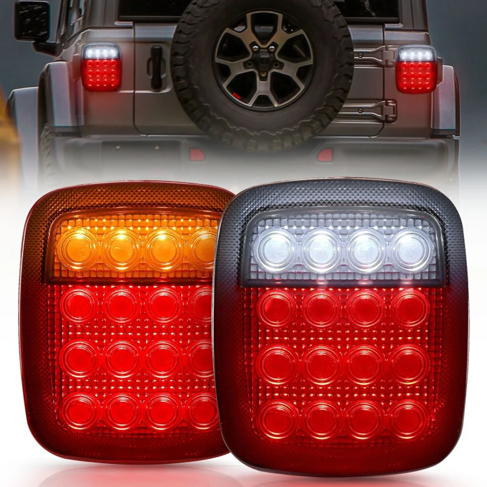 

2x Universal 16LEDs Tail Lights Brake Reverse Lamp Daytime Running Light White Red for Jeep Wrangler CJ TJ YJ