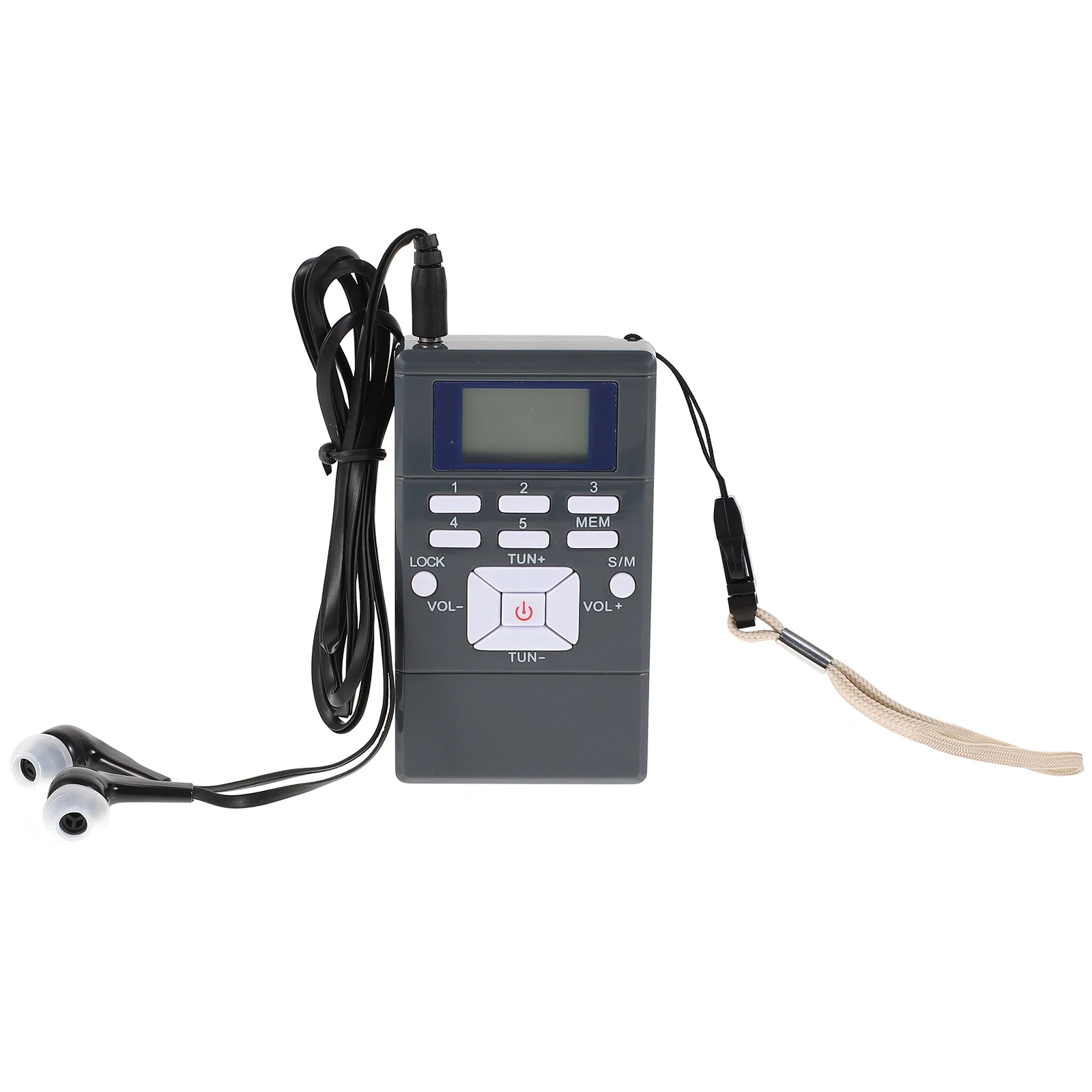 

Mini Single Band Portable LCD Channel Volume Adjustable Indicator Memory Storage Grey for Elderly