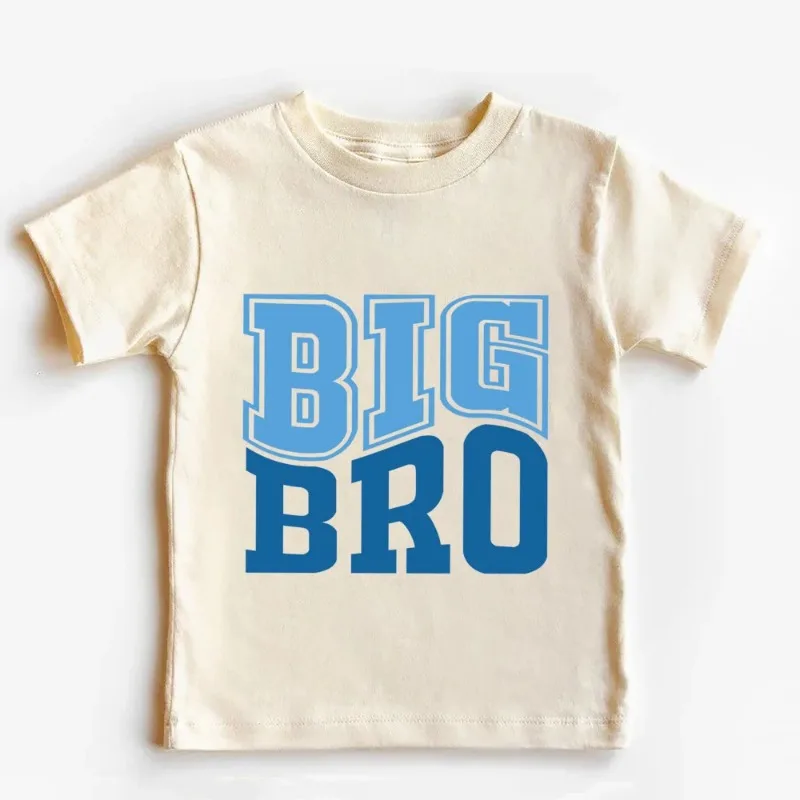 BIG BRO/LIL BRO Print Family Matching Outfit Kid T-shirt+Oversized Bubble Romper Short Sleeve Family Set Retro Brother Outfits