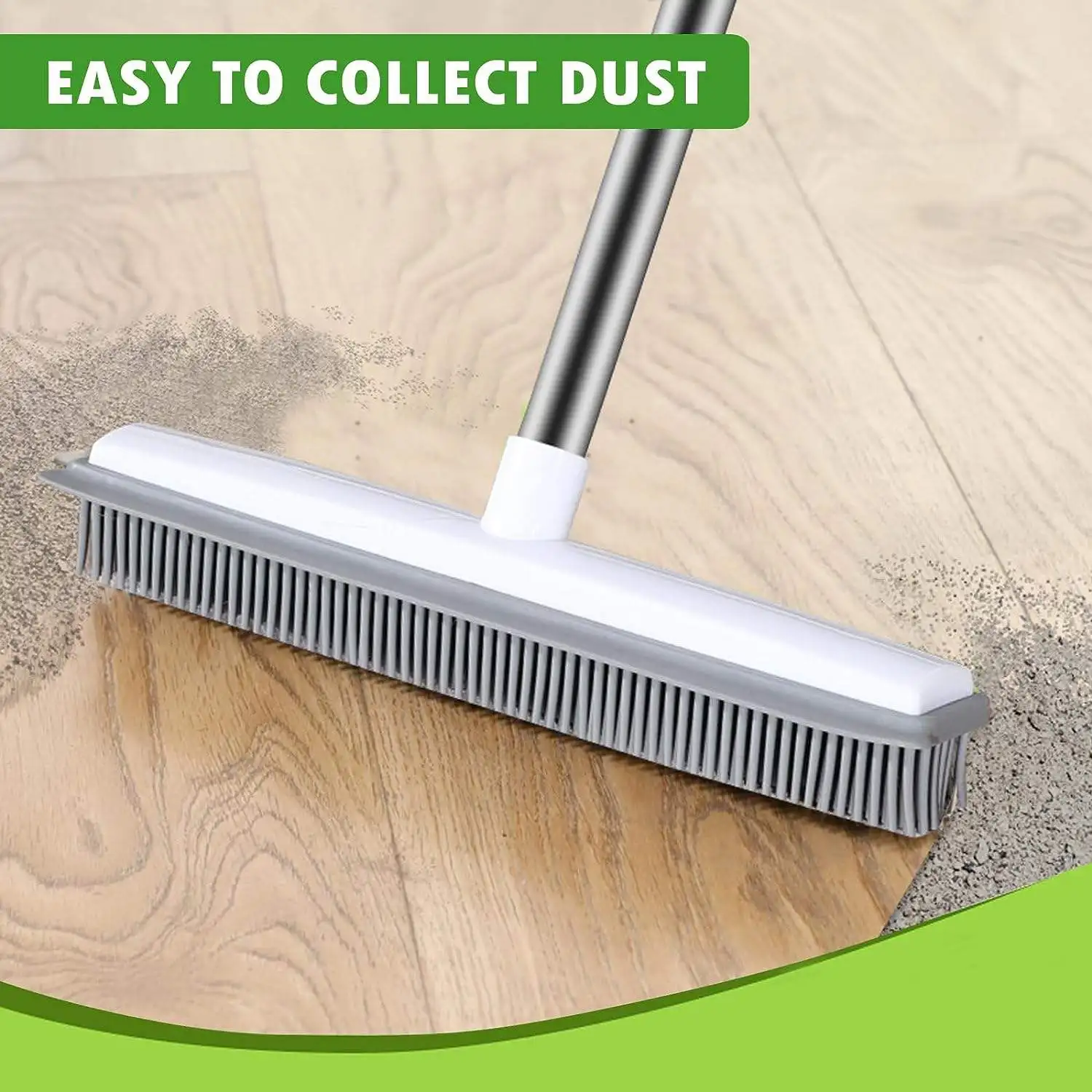 Pet Hair Rubber Broom Floor Brush for Carpet Dog Hair Remover with Built in Squeegee Silicone Broom Suitable for All Surface