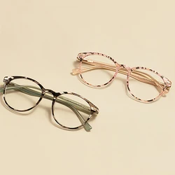 Transparent Light Oval Glasses Frame And Acetate Temple Medium Colorful Spectacle With Spring Hinge For Prescription Lenses