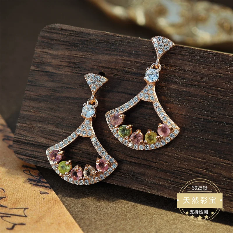 

Женские серьги-капли из стерлингового серебра 925 пробы с турмалином Gorgous, элегантные серьги-капли из розового золота с драгоценными камнями