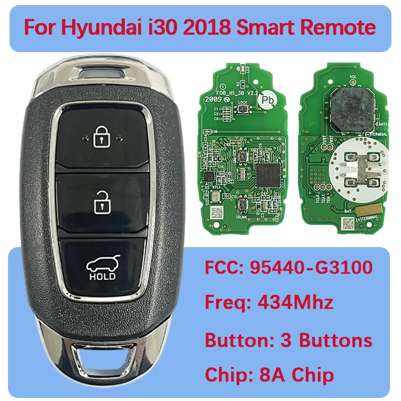 

CN020213 Оригинальный смарт-брелок для печатной платы, 8А, чип, 433 МГц, FCC 95440-G3100 для Hyundai i30 2018