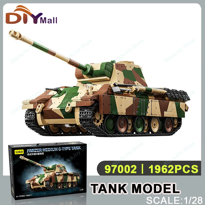 ทหารTiger Heavy Tank 1962pcs Building Kit 1:28 Scale WW2 รุ่นหมุนป้อมปืนประกอบอิฐของขวัญสร้างสรรค์สําหรับBoy