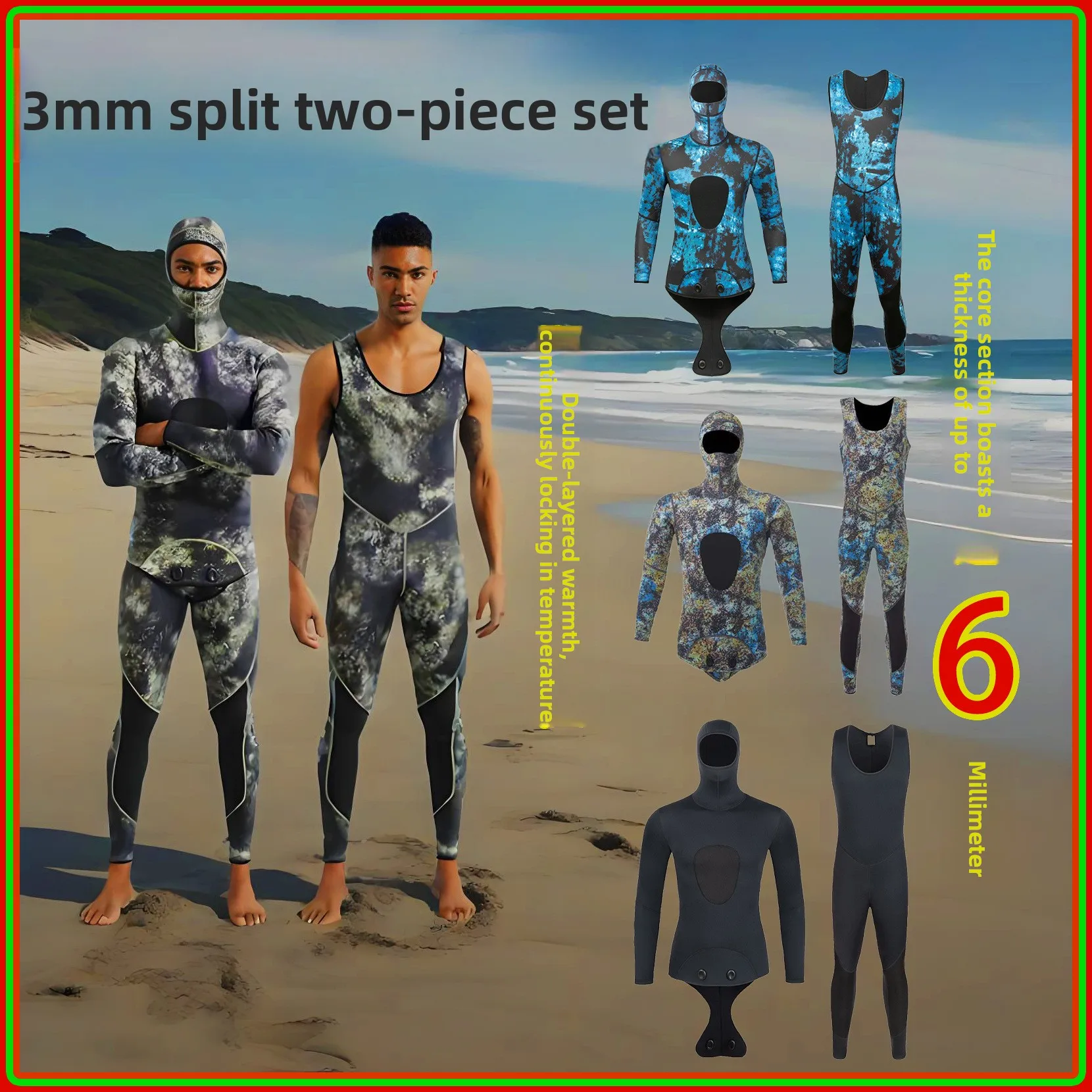 

Гидрокостюм для фридайвинга и серфинга из двух частей, толщиной 3 мм, с длинными рукавами, для защиты от холода, теплый, легкий, с полным покрытием тела