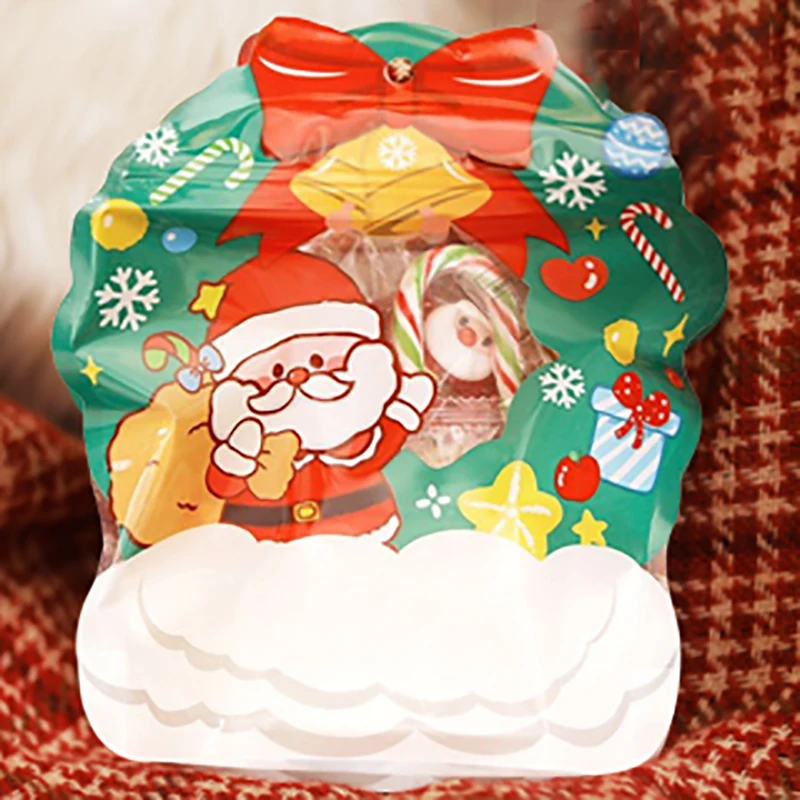 10 Stuks Kerst Cadeau Tas Voor Snoep Chocolade Koekje Nougat Biscuit Verpakking Cadeau Boom Santa Rits Zakjes