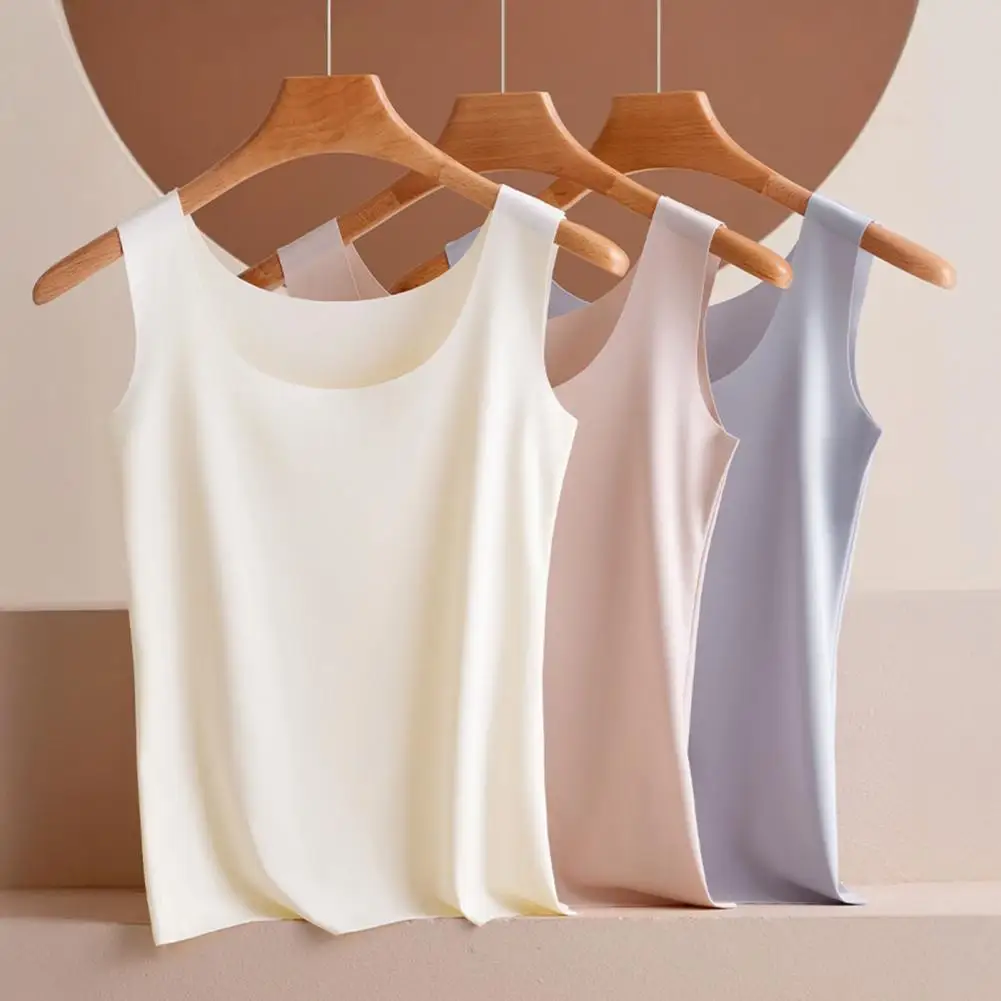 Nylon Spandex Tank Top Ice Silk Tank Top Scoop Neck Sleeveless Camisole Top Basic Summer Cami Blouse Casual Workout Shirts 85