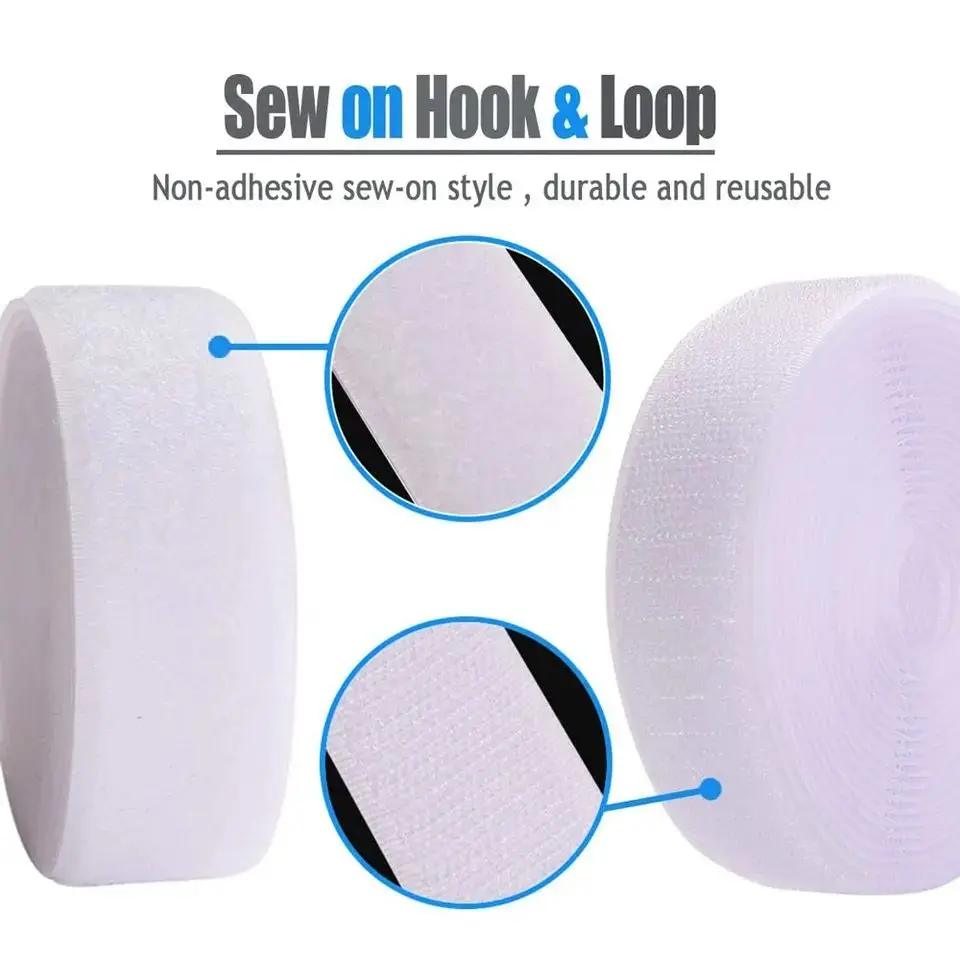 5Meter/Pair Magic Nylon Strips Non-Adhesive Hook and Loop Stickless Fastener Tapes DIY Sewing Accessories 20/25/30/50mm White