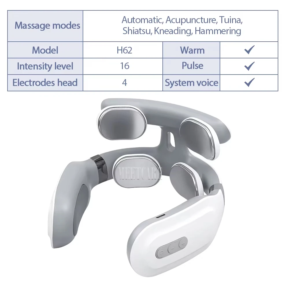 TENS Puls-Nackenmassagegerät für den Haushalt, kabelloses intelligentes Schulter- und Nackenmassagegerät mit Heizfunktion und Muskelstimulation