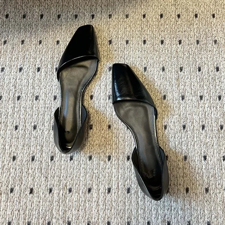 

Высококачественная кожаная обувь на плоской подошве в стиле ретро, женские модные сандалии-мюли с косым квадратным носком, дизайнерские уютные балетки, лоферы