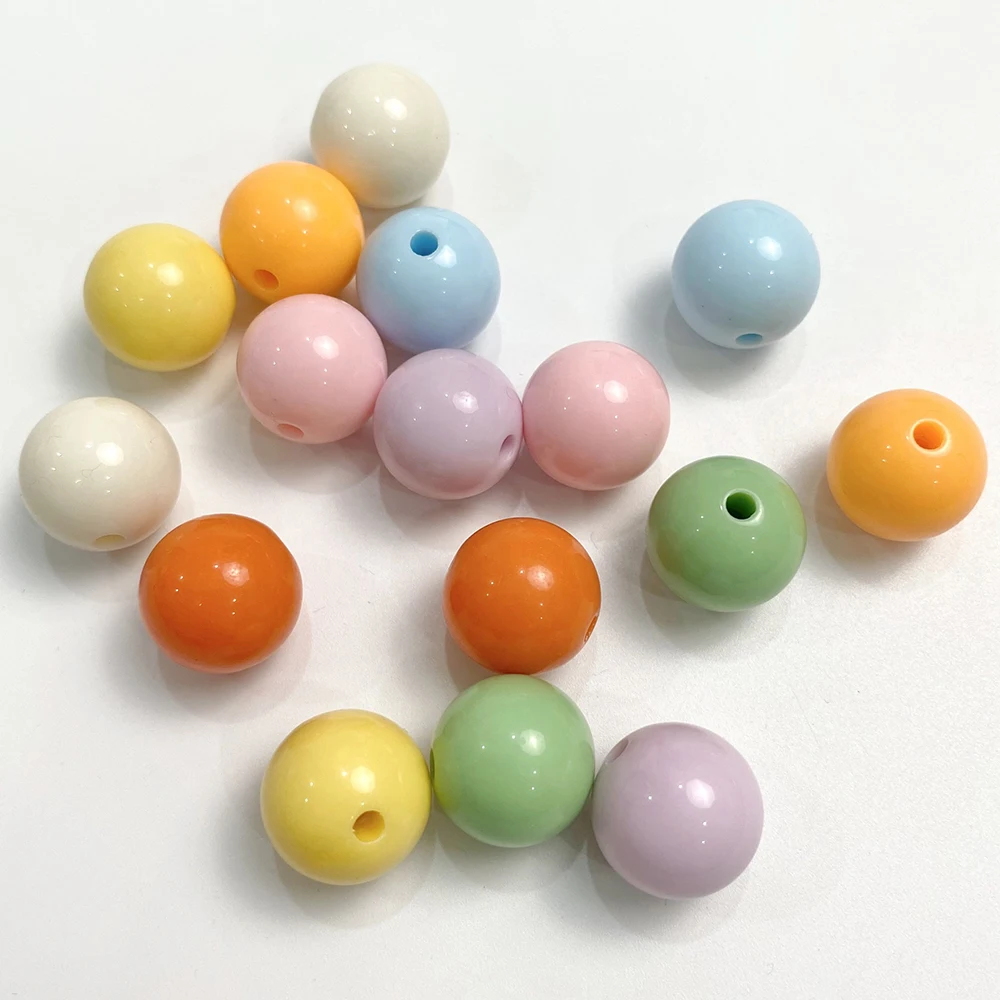 Acrylic Beads 14mm 16mm Candy Color Smooth Round Beads To Needlework Handmade Necklace Bracelet Crafts For DIY Jewelry Making