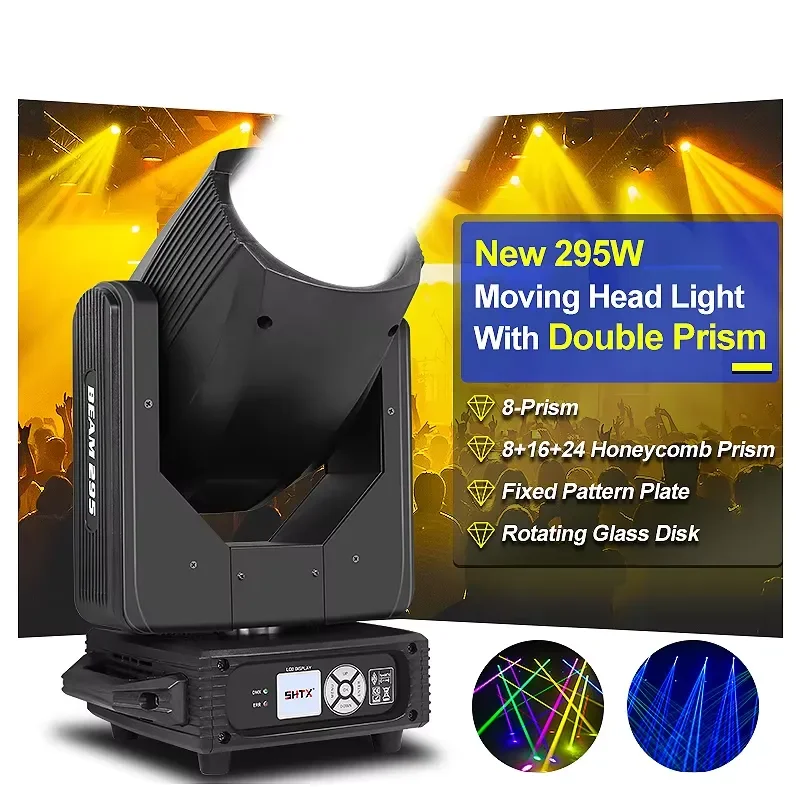 SHTX Double Prism Dj 295W Moving Light for Disco Bar Night Clubs 295w Cabeza Movil Sharpy Stage Light 14R Moving Head Beam