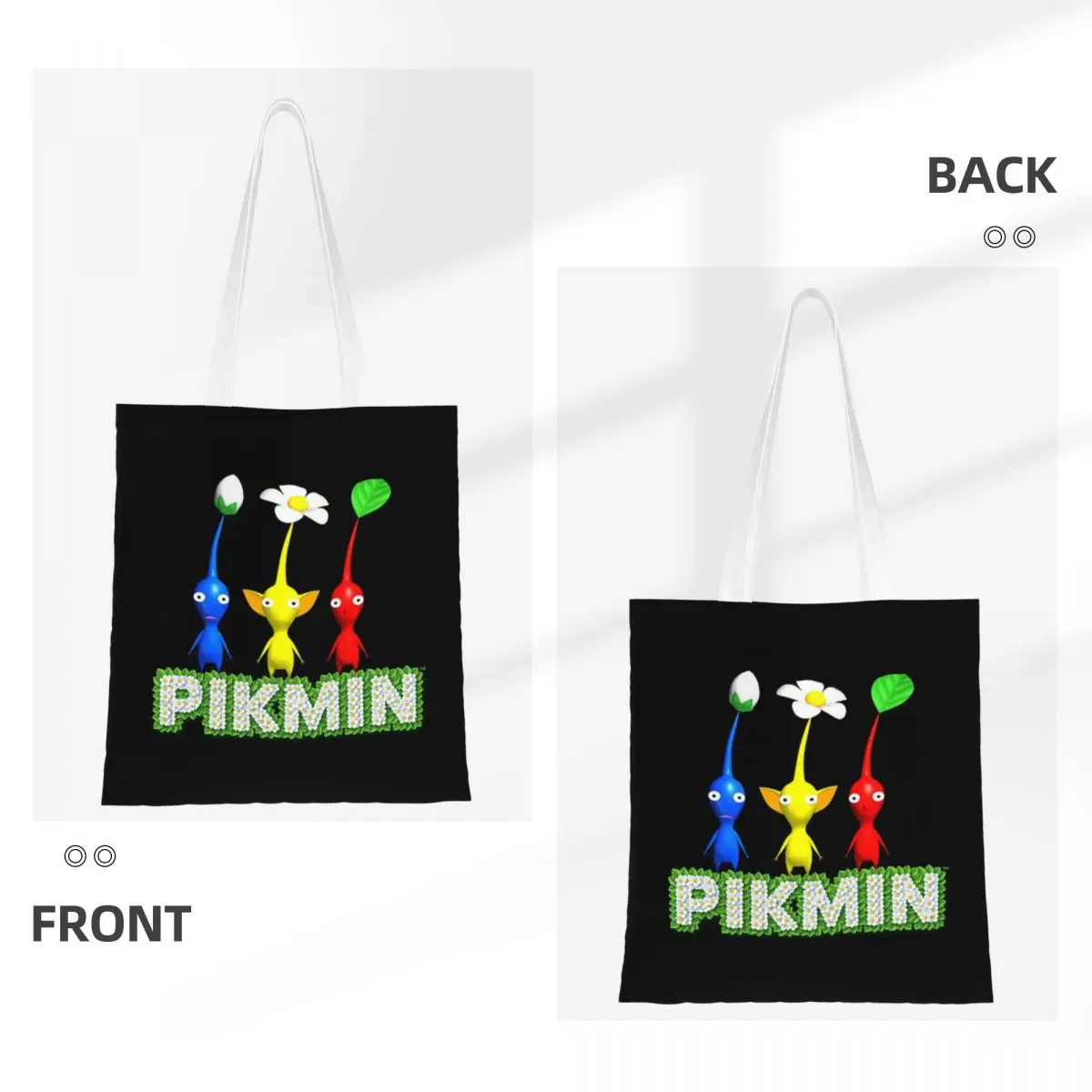 피크민 쇼핑백 캔버스 토트백 여성용 접이식 숄더 토트 여행용 핸드백