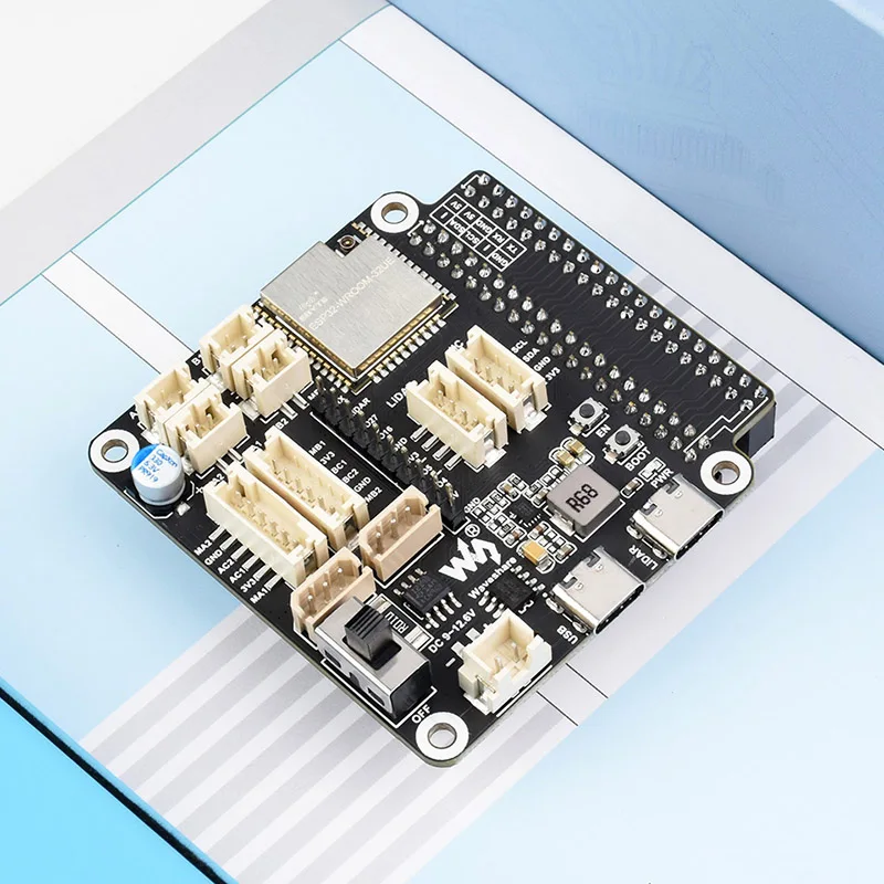 Raspberry Pi 5/4B Motor Driver Board - 9-Axis IMU Smart Car Kit with ESP32 & ROS Robot Expansion Module