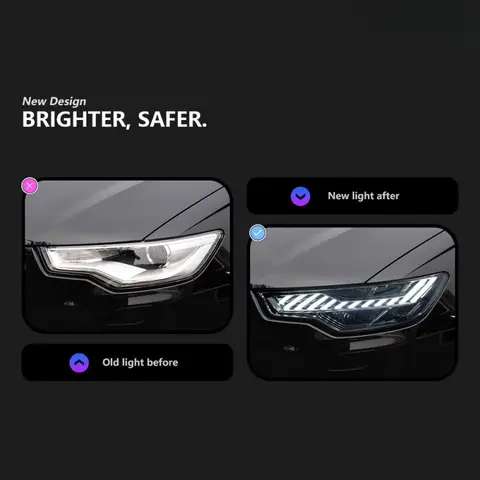 Audi A6L C7 헤드라이트 어셈블리, RS6 모델, A7 모델용으로 특별히 설계되었으며, LED 플로우 스티어링 및 비파괴 교체 기능을 갖추고 있습니다.