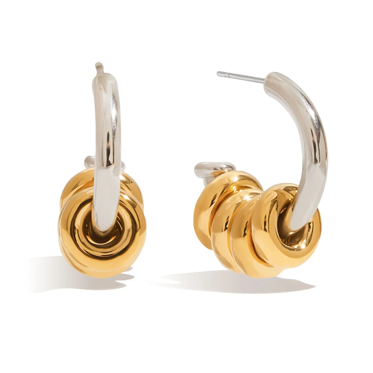 

18K Gold Plated Small Circle Silver Color Round Hoop Earrings Minimalist C-shape Huggie Ear Buckle Femal Vintage Jewelry Gifts